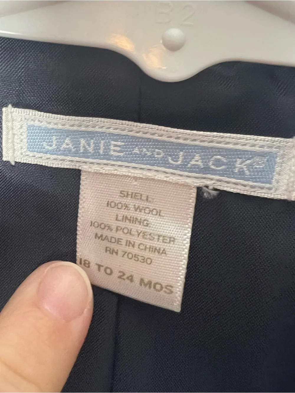 Janie and Jack Baby Boy Wool Button Up Blazer Sport Coat Navy Blue 18-24 Months